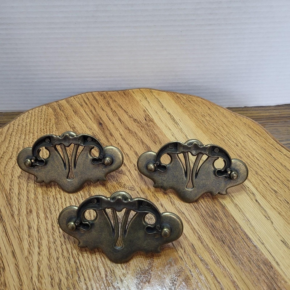 VTG Set Of 3 Brass Drop Bail Drawer Pull Cont B BFC 20611 Handle Hardware - Picture 3 of 8